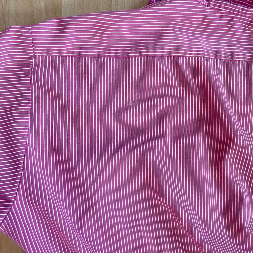 Vintage Oversized Striped Button Down Top Shirt Dress Nautical red pink white - Picture 3 of 10